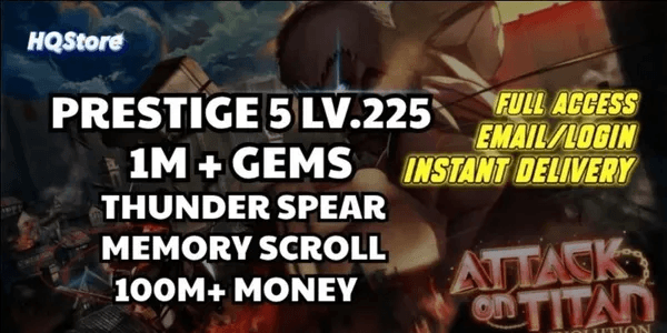 AOTR Account Exchange | Bonus GEMS | Lots of Golds - Attack on Titan Revolution