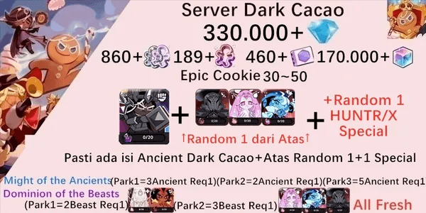 Cookie Run Kingdom starter account(Dack Cacao Server)DC13