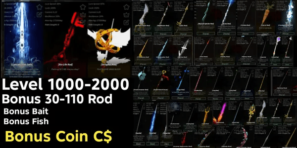 Fisch Bonus Rods Account + Lots of Bonus Coins + Bonus Bait