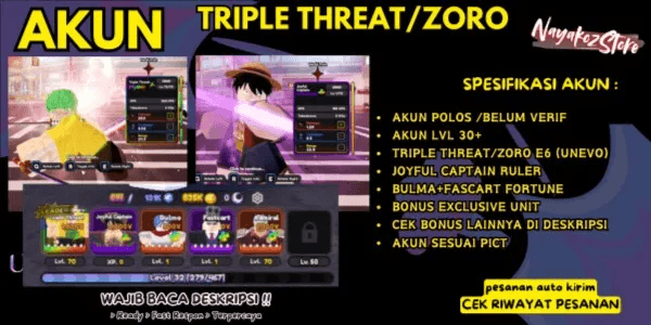 Triple Threat Account / ZORO E6 (UNEVO) - Joyful Captain Ruler UTDX