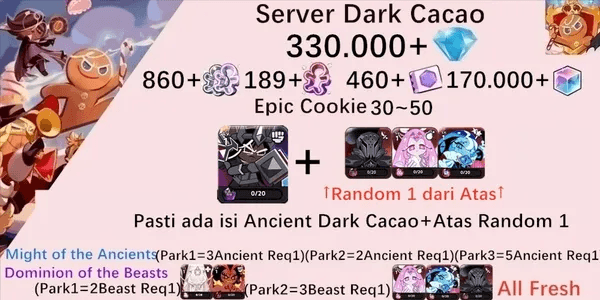 Cookie Run Kingdom starter account(Dack Cacao Server)DC1