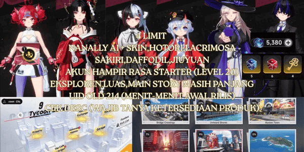 [SEA] 4 LIMIT NANALLY A1 + SKIN, HOTORI, LACRIMOSA, SAKIRI, DAFFODIL, JIUYUAN, UID OLD 214, RASA STARTER