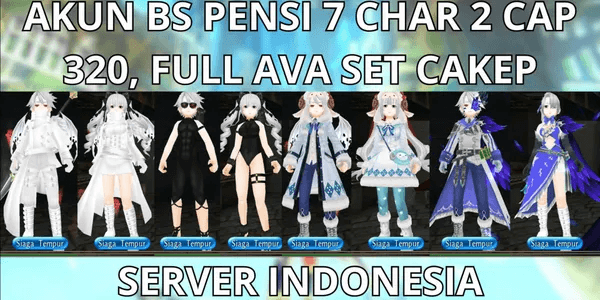 BS ACCOUNT RETIRED 7 CHAR 2 CAP MAX LVL 320 SERVER INDONESIA, FULL AVA SET SHADOW LORD+BLACK PANTHER, VIA MQ, ANTI HACKBACK, SUPER CHEAP