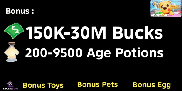 Akun Adopt Me (Bonus Age Potions + Bonus Bucks)