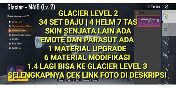 Gambar Product PUBG GLACIER LEVEL 2 BONUS 1 MATERIAL UPGRADE