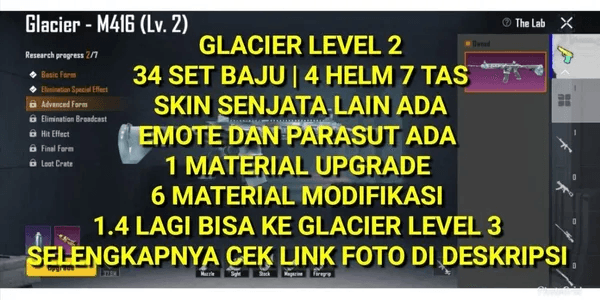 PUBG GLACIER LEVEL 2 BONUS 1 MATERIAL UPGRADE