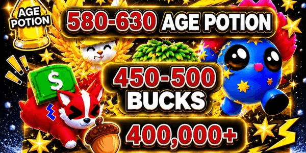 Account Adopt Me acorn, bucks, and age potion