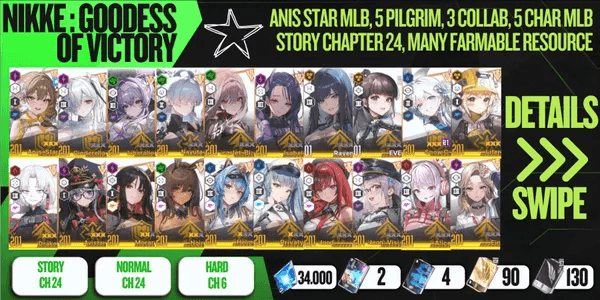 [SEA] LV 201 | 34K GEM | Anis Star MLB, 5 Pilgrim, 3 Collab, 5 Char MLB | Story CH 24, Many Farmable Resource