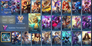 MLBB | CHEAP ACCOUNT | LV 71 | KOF DYROTH + PRIME GRANGER + STAR HAYABUSA + BENEDETTA COVENANT + COLLECTOR NATALIA | 113 HEROES | 247 SKINS | MAX EMBLEM