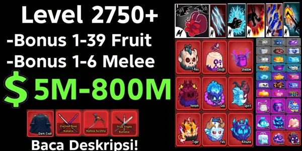 Blox Fruit Account [ Bonus Melee + Bonus Fruit In Inventory ]