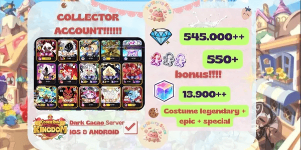 ACCOUNT CRK MID TO END GAME ACCOUNT [TIME KEEPER COOKIE + FULL BEAST + FULL LEGENDARY + WITCH + FULL ANCIENT] + CRYSTAL + RAINBOW CUBE + CUTTER