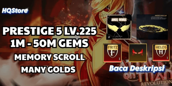 AOTR Account Exchange | Lots of Gems | Lots of Gold | Item Inventory - Attack on Titan Revolution