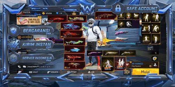 EVOGUN 10 MAX 4 OTW 5 MAX SG RAPPER, LUMUT, GURUN PASIR VAULT 472 EMOTE 73 ANIMATION 4 FIST 1 BAG 101 SKYWING 3 WEAPON 463