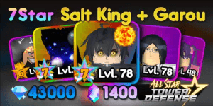 Account ASTD 2x 7 Star (SALT KING + GAROU) All Star Tower Defense