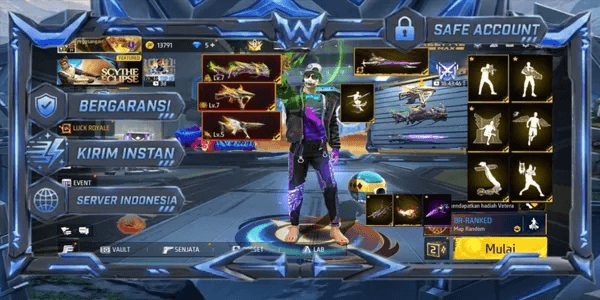 PRIME 8 EVOGUN 3 MAX 2 VAULT 92 EMOTE 22 ANIMATION 1 KATANA LOBBY 1 BAG 8 SKYWING 1 WEAPON 115