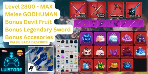 Akun Blox Fruit Level Max - GODHUMAN