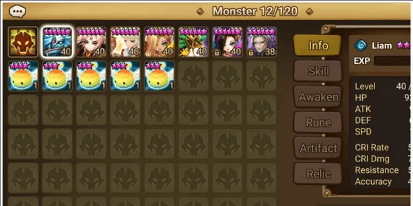 #SW550: RARE ACC!! [GLOBAL] 2 LD Nat5Valdemar /DARK Geralt, Giana SPD +130 | ALL FARM, RTA F1 | Agrius, Neriope, Liebli | 65 Monster 6*