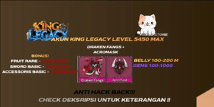 King Legacy Account (MAX LEVEL) + DRAKEN FANGS SWORD + ACROMASK