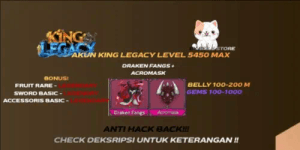 King Legacy Account (MAX LEVEL) + DRAKEN FANGS SWORD + ACROMASK