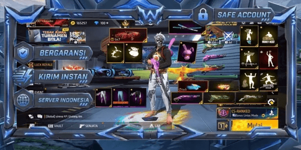 ACCOUNT LVL 65 EVOGUN 2 MAX 2 SG RAPPER, MATA ELANG, LUMUT VAULT 428 EMOTE 71 ANIMATION 2 KATANA LOBBY 1 FIST 2 BAG 86 SKYWING 2 WEAPON 407