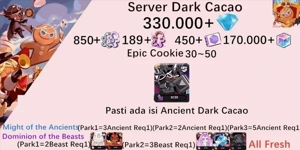 Cookie Run Kingdom starter account(Dack Cacao Server)DC11