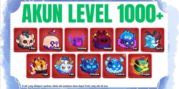 BLOX FRUIT ACCOUNT PROMO LEVEL 1000+ BONUS FRUIT