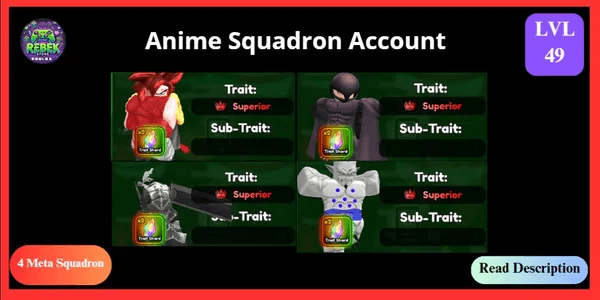 Account 4 Meta Superior - Gometa (SSJ4), Falcon (Dark), Berserker (Enraged), Shanron (Omega) | Anime Squadron