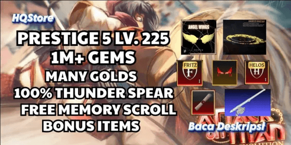 AOTR Account Many Bonuses - Attack on Titan Revolution