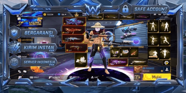 EVOGUN 5 MAX 2 SG STERLING LVL 7, GURUN PASIR VAULT 211 EMOTE 38 ANIMATION 1 KATANA LOBBY 4 BAG 37 SKYWING 3 WEAPON 240