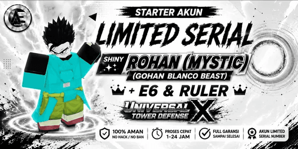 Starter Account Limited Serial Shiny Rohan (Mystic) (Gohan Blanco Beast) + Bonus || Universal Tower Defense X (UTDX) ||
