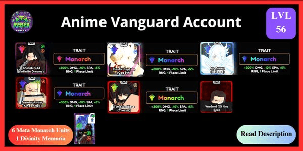 Gambar Product Account Meta Monarch | Anime Vanguards