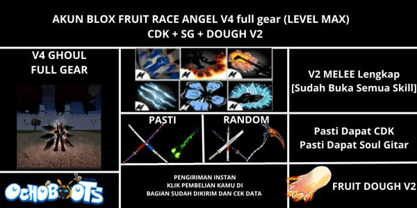 Gambar Product Akun Blox Fruit Race ghoul V4 Full Gear (Dough v2 + CDK + Soul Gitar) [Level MAX]