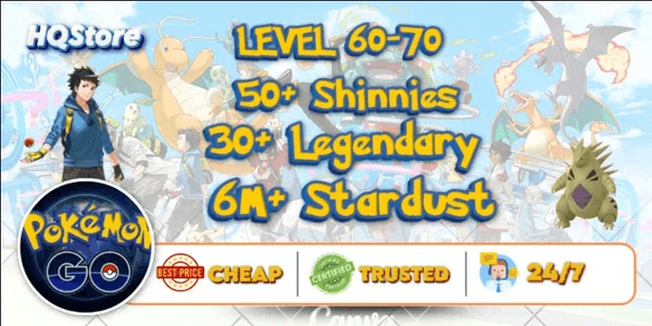 Account Level 60-70 | 50+ Shinies | 30+ Legendary | 6M+ Stardust - Pokemon GO