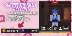 Account Survive The Killer | Level 100 | 200k Coins
