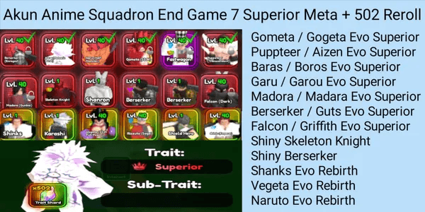 Anime Squadron Superior Meta Account