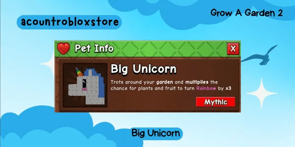 Big Unicorn - Grow A Garden 2