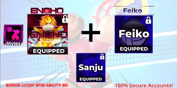 Gambar Product Volleyball Legends Account – Evo Style (Encho), Secret Style (Feiko & Sanju) | 100% Safe & Verified