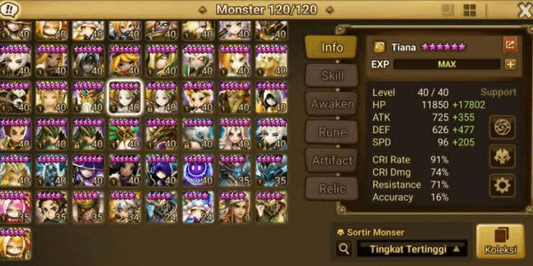 Gambar Product Asia 7 LD5 Light Inosuke, Groa, Hanwul, Jager, Zenisek, Xiana and Fermion + 111 NB5, 405 6Star Monster