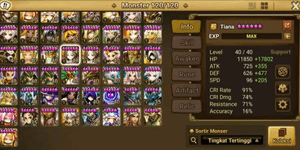 Asia 7 LD5 Light Inosuke, Groa, Hanwul, Jager, Zenisek, Xiana and Fermion + 111 NB5, 405 6Star Monster