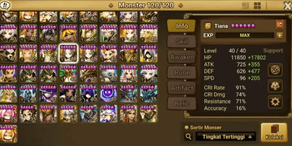 Asia 7 LD5 Light Inosuke, Groa, Hanwul, Jager, Zenisek, Xiana and Fermion + 111 NB5, 405 6Star Monster