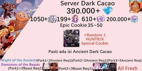 Gambar Product Akun starter Cookie Run Kingdom(Server Dack Cacao)DC8