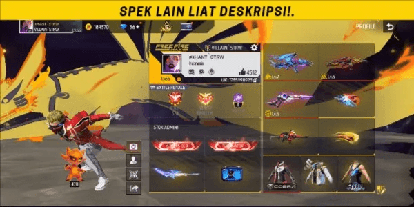 Free Fire account with great specs, student budget, guaranteed & safe