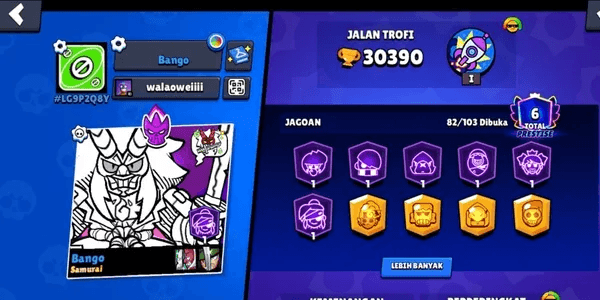 Brawler 82/103-Trophy 30k-Skin Total 208-Gems 399-Bling 26352