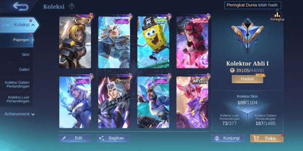 Gambar Product Akun Mobile Legends - Kolektor Ahli - Murah & Bergaransi