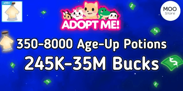 Adopt Account Bonus Lots of Bucks + Lots of Age-Up Potions + Bonus Pets + Bonus Eggs