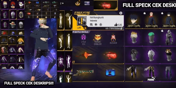 FREE FIRE SULTAN ACCOUNT WITH MANY COOL WEAPONS