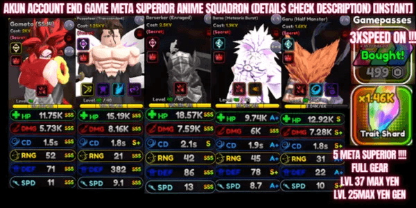 Account End Game Meta Superior Anime Squadron (Details Check Description) [INSTANT]