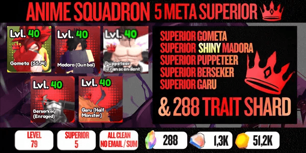 5 Superior Meta Account (Gometa, Shiny Madora, Puppeteer, Berserker, Garu) - Anime Squadron