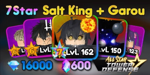 Account ASTD 2x 7 Star (SALT KING + GAROU) All Star Tower Defense