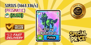 PET LIMITED!!! - SLIME SIRIUS ($663.336/s) | BUILD A ZOO